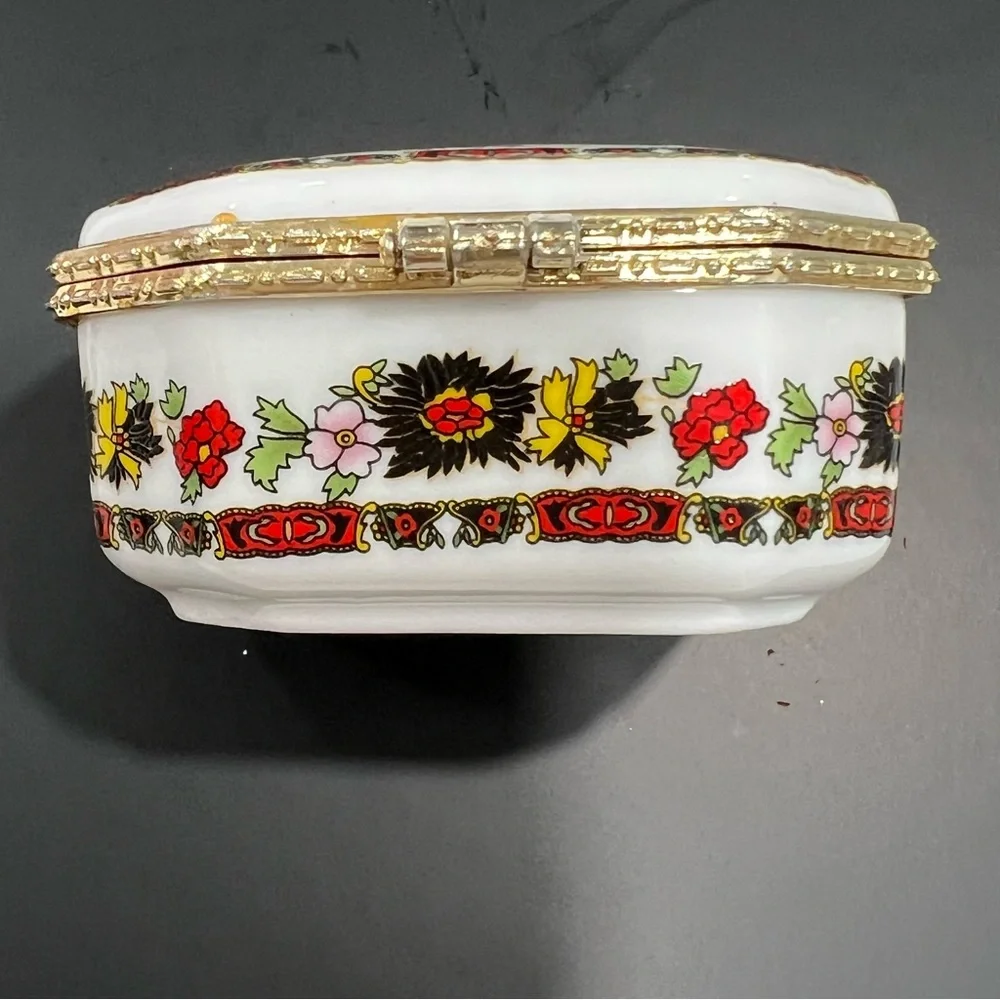 Floral Ceramic Clutch with Gold Accents